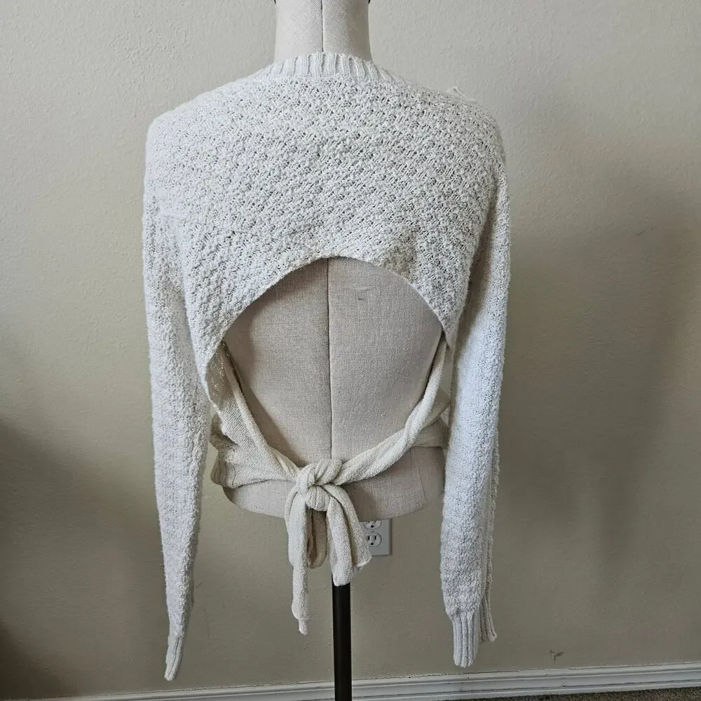 Free People Bow Back Pullover in Ivory M